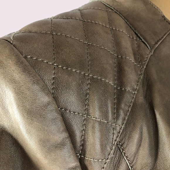 Open front Taupe Leather Moto Jacket Size Medium - Picture 13 of 15
